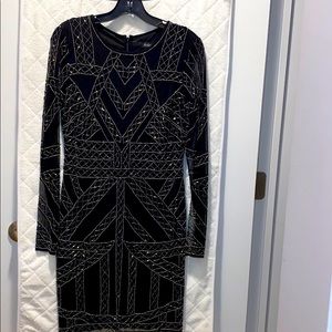 Aidan Mattox black dress with beading